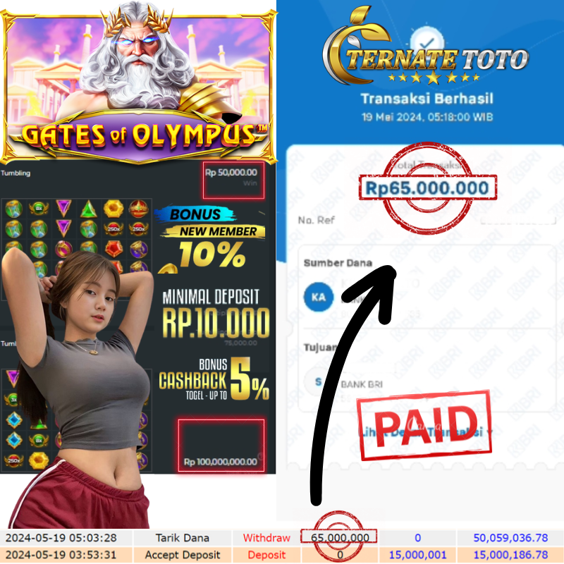 TERNATETOTO - JACKPOT GATE OF OLYMPUS   Rp. 65,000,000,-